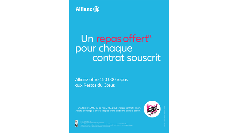 Allianz France poursuit son engagement aux côtés des Restos du Cœur, avec l’opération « Un repas offert pour chaque contrat souscrit »