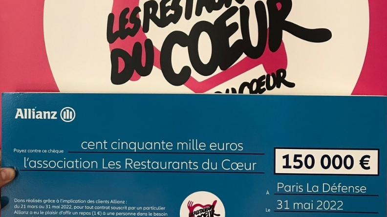 150 000 repas offerts aux restos du cœur, grâce à la mobilisation des réseaux de distribution d'Allianz France